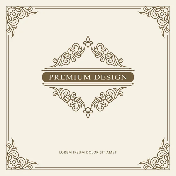 Vintage Ornament Greeting Card Vector Template. Retro Luxury Invitation, Royal Certificate. Flourishes frame. Vector Background — Stock Vector