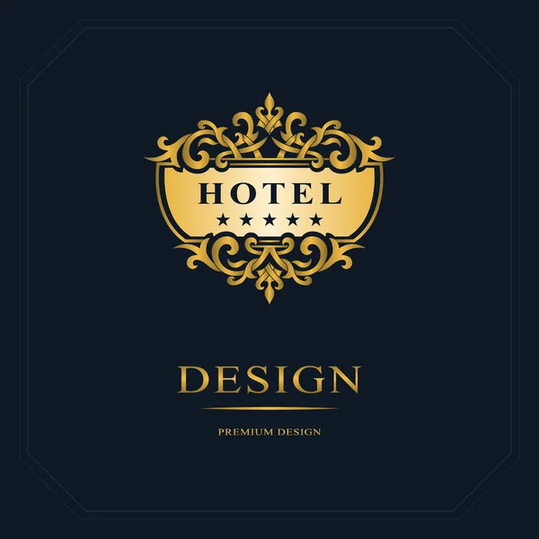 Monograma elementos de design, modelo gracioso. Caligráfico elegante linha arte logotipo design. Emblema para Royalty, Boutique, Hotel, Heráldico, Jóias. Ilustração vetorial — Vetor de Stock