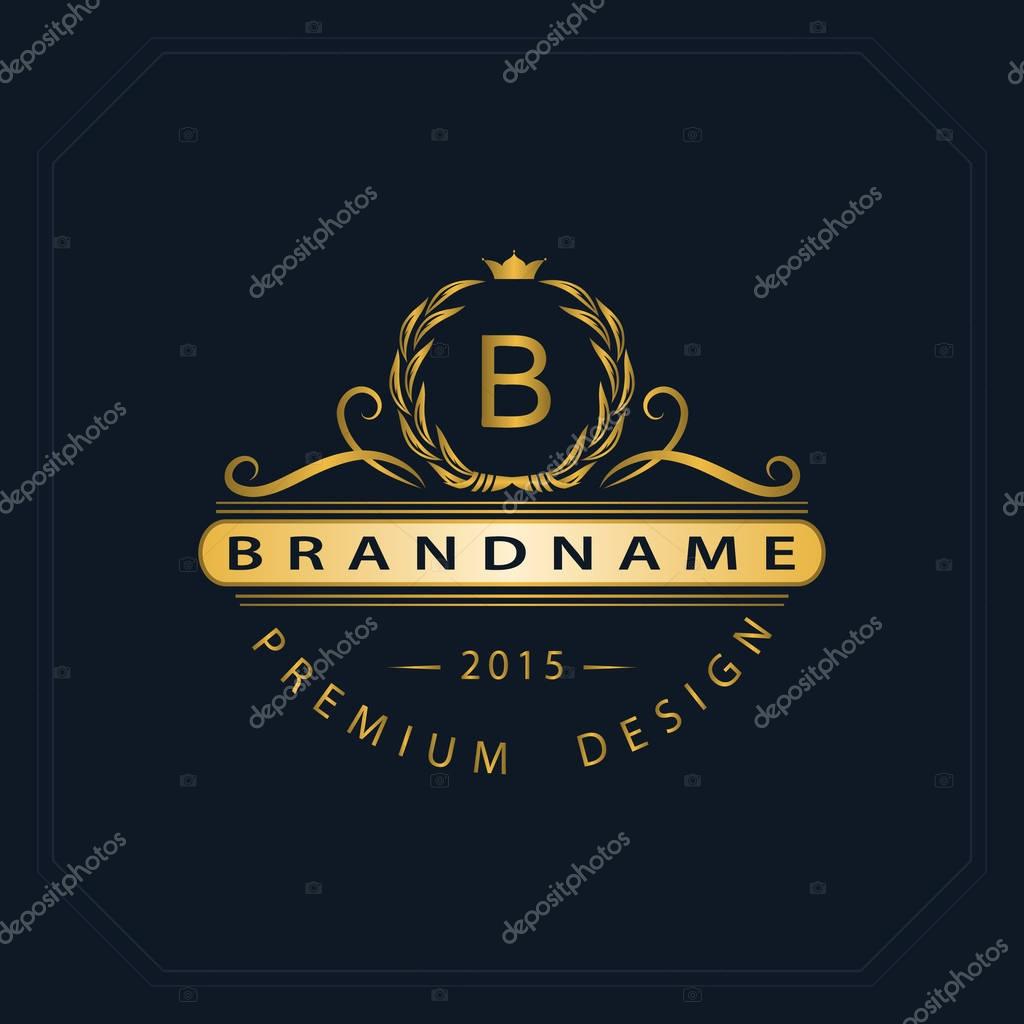 Monogram design elements, graceful template. Calligraphic elegant line art logo design. Letter emblem sign B for Royalty, business card, Boutique, Hotel, Heraldic, Jewelry. Vector illustration