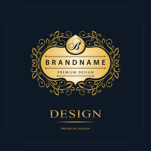 Elemente de design monogramă, șablon grațios. Caligrafic linie elegantă design logo-ul de artă. Semnul emblemei scrisorii B pentru drepturi de autor, carte de vizită, Boutique, Hotel, Heraldic, Bijuterii. Ilustrație vectorială — Vector de stoc