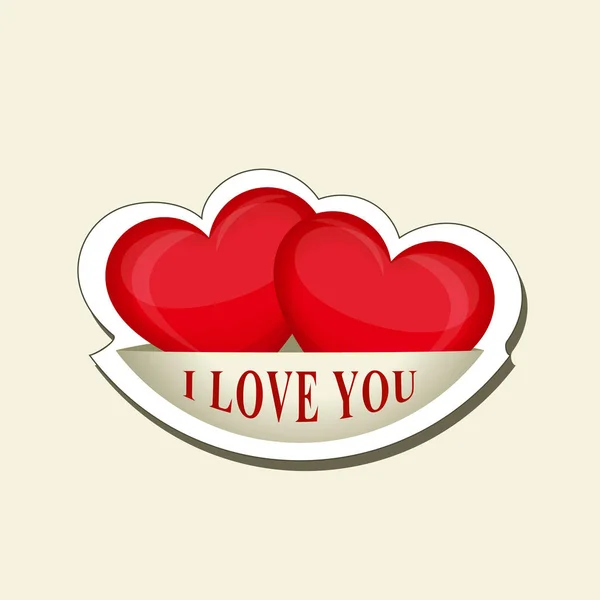 Σε αγαπώ. Δύο κόκκινες καρδιές που απομονώνονται σε ένα πιατάκι. Δημιουργικό σχεδιασμό τους για την ημέρα του Αγίου Βαλεντίνου. Εικονογράφηση διάνυσμα — Διανυσματικό Αρχείο