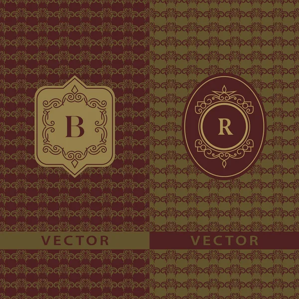 Abstraktes Monogramm anmutige Vorlage. nahtlose Muster Hintergrund. Kalligrafisch elegantes Logo-Design. Buchstabe Emblem Zeichen b, r. Mode universelle dekorative Label. Vektorillustration — Stockvektor