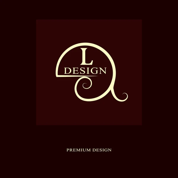 Design astratto del logo. Moderno monogramma di lusso. Elementi minimi. Lettera emblema L. Marchio di distinzione. Modello rotondo universale. Marchio di moda per Royalty, azienda, biglietto da visita. Illustrazione vettoriale — Vettoriale Stock