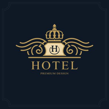 Hat sanatı Monogram lüks tasarımı, zarif şablonu. Kaligrafi zarif güzel logo. Kraliyet tarzı. Royalty, Restoran, butik, otel, Heraldic harf amblemi sign H. Vektör çizim
