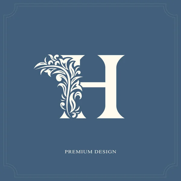 Elegant letter H. Graceful royal style. Calligraphic beautiful logo. Vintage drawn emblem for book design, brand name, business card, Restaurant, Boutique, Hotel. Vector illustration — Stock Vector