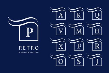Soyut Logo tasarımı. Modern amblem. Monogram büyük harfler ile kümesi. Mark ayrım. En az öğe. Evrensel şablonu. Moda markası Royalty, şirket, iş kartı. Vektör