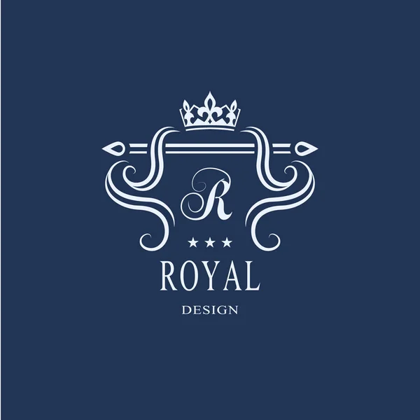 Hat sanatı Monogram lüks tasarımı, zarif şablonu. Kaligrafi zarif güzel logo. Kraliyet tarzı. Royalty, Restoran, butik, otel, Heraldic harf amblemi sign R. Vektör çizim — Stok Vektör