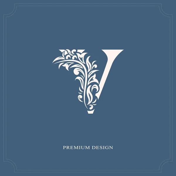 Elegant letter V. Graceful royal style. Calligraphic beautiful logo. Vintage drawn emblem for book design, brand name, business card, Restaurant, Boutique, Hotel. Vector illustration — Stock Vector