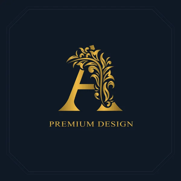 Gold Elegant letter A. Graceful style. Calligraphic beautiful logo. Vintage drawn emblem for book design, brand name, business card, Restaurant, Boutique, Hotel. Vector illustration — Stock Photo, Image