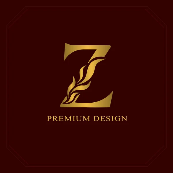 Oro Elegante letra Z. Estilo elegante. Caligrafía hermoso logotipo. Emblema dibujado vintage para el diseño del libro, nombre de marca, tarjeta de visita, restaurante, boutique, hotel. Ilustración vectorial — Archivo Imágenes Vectoriales