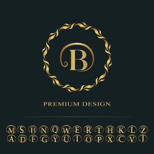 Design de monograma, modelo gracioso. Caligráfico elegante linha arte logotipo design. Letras maiúsculas inglesas. Emblema para Royalty, cartão de visita, Boutique, Hotel, Heráldico, Jóias. Ilustração vetorial —  Vetores de Stock