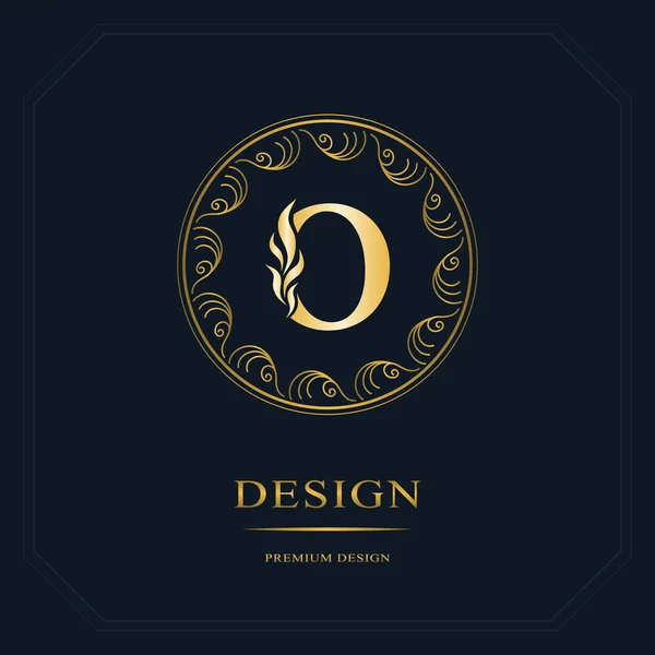 Line grafik monogram. Elegant konst Logotypdesign. Brev O. graciösa mall. Business tecken, identitet för restaurang, Royalty, Boutique, Cafe, hotell, heraldiska, smycken, mode. Vector-element — Stock vektor