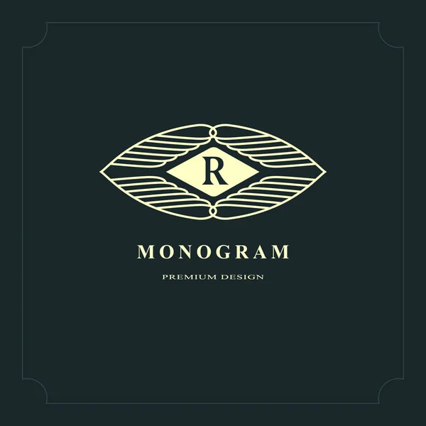 Monogramme graphique en ligne. Design élégant de logo d'art. Lettre R. Modèle gracieux. Signe d'affaires, identité pour Restaurant, Redevance, Boutique, Café, Hôtel, Héraldique, Bijoux, Mode. Éléments vectoriels — Image vectorielle