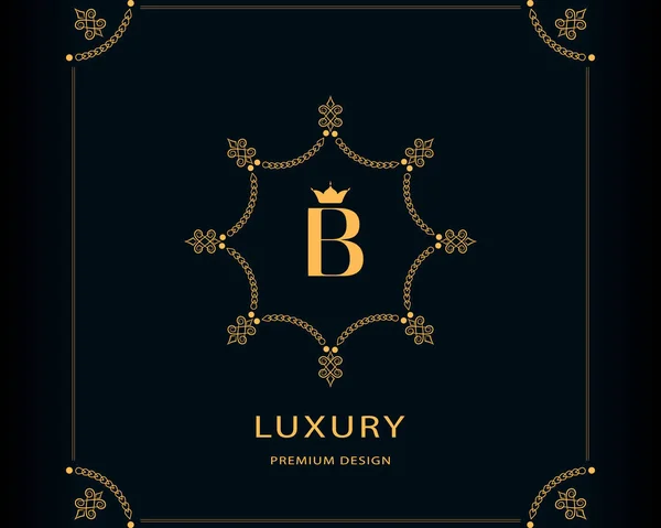 Luxe Embleem Hoofdletter Lineair Monogram Elegant Modern Logo Kalligrafisch Ontwerp — Stockvector