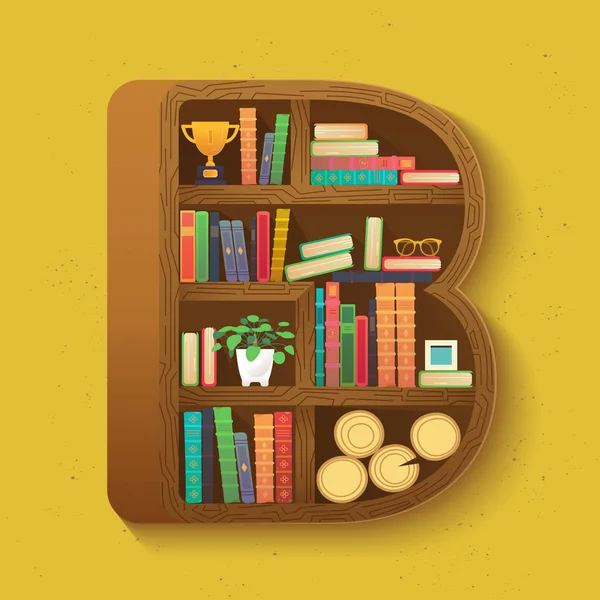 Libreria creativa in isometria con libri colorati e sfondo oggetti per adolescenti . — Vettoriale Stock