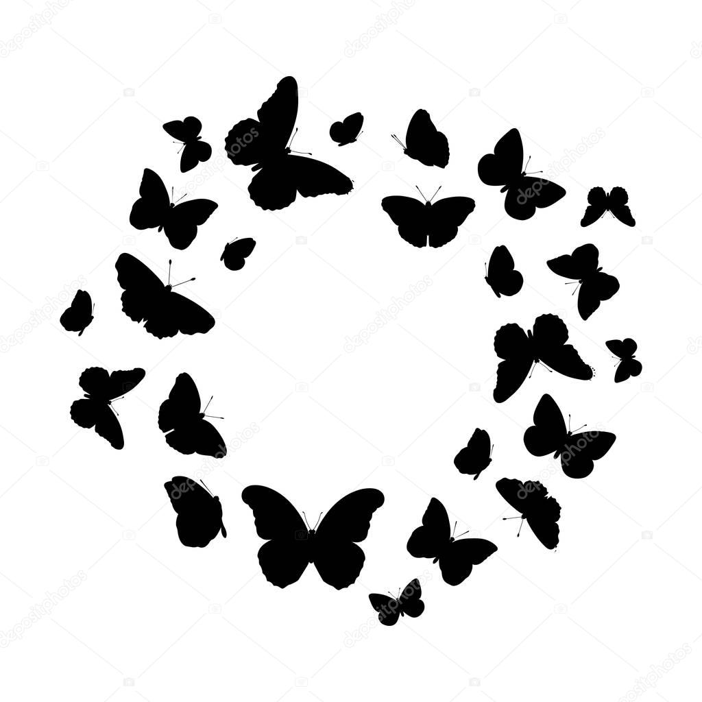 Download Butterflies silhouette vector background. Circle ...