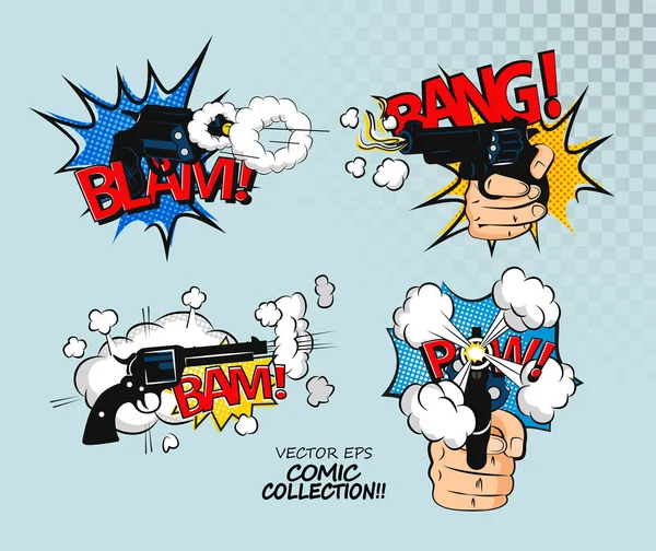 Coleção de som cômico multicolorido Effects.Comic bolhas design em estilo pop art. T-shirt —  Vetores de Stock