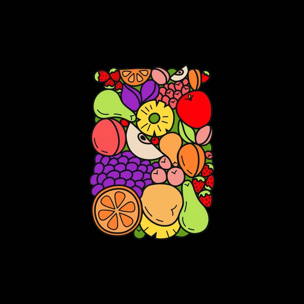 Fruit jam logo graphic element. Homemade canning cookbook recipe print. Creative doodle art preservation illustration. — Stock Vector