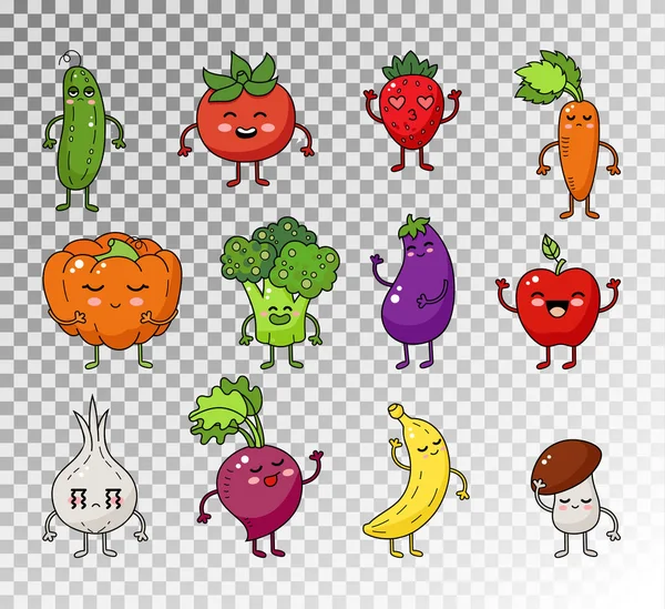 Set de doodle colorat de fructe și legume . — Vector de stoc