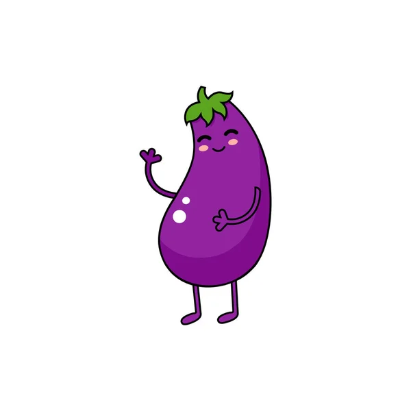 Vinete fericit element logo-ul personaj. Drăguț personaj de legume violet . — Vector de stoc