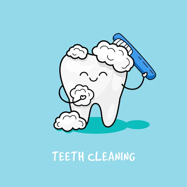 Icona del dente felice. Carini i personaggi dei denti. Igiene orale, pulizia dei denti . — Vettoriale Stock