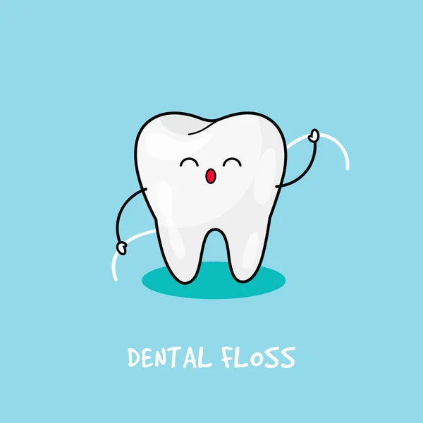 Icona del dente felice. Carino caratteri dei denti . — Vettoriale Stock