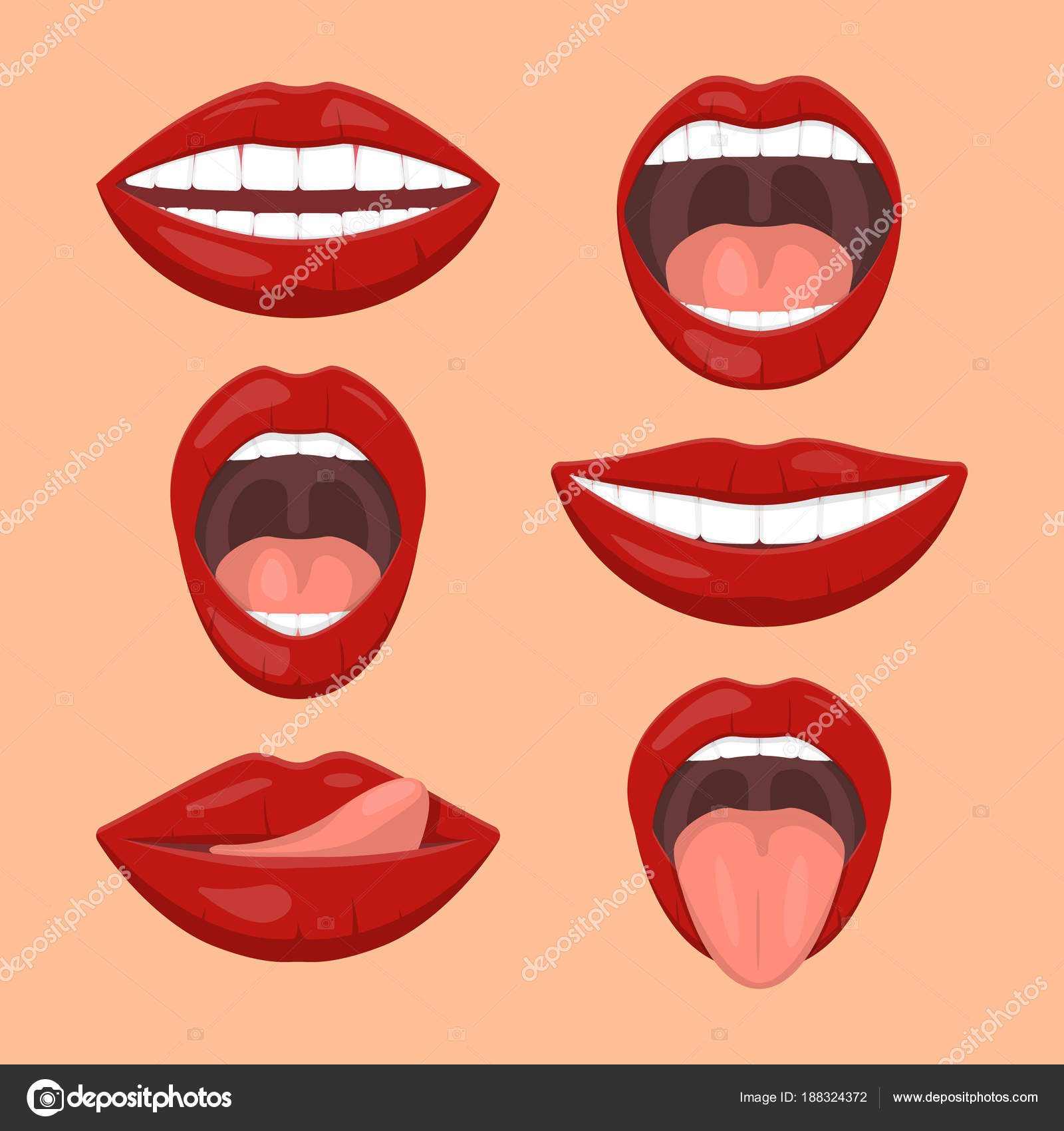 Ilustração de uma boca, lábios estilo anime, boca aberta estilo