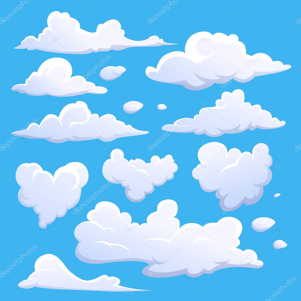 Cloudscape in blue sky, white cloud element illustration