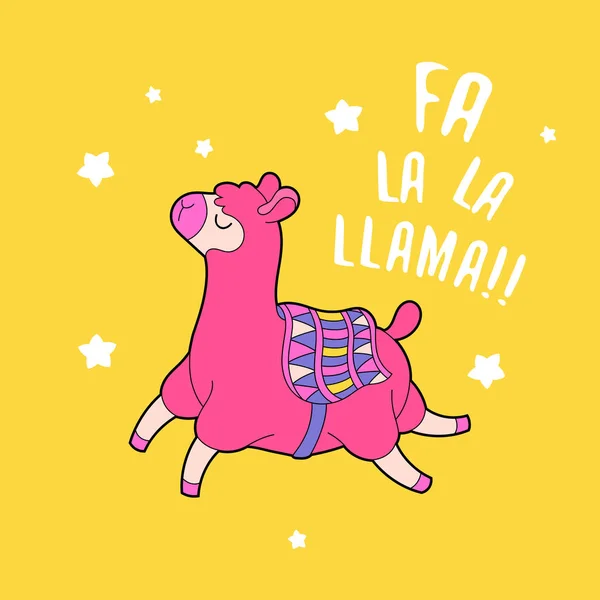 Desen animat lama personaj vector ilustrație. Amuzant card de imprimare animal . — Vector de stoc