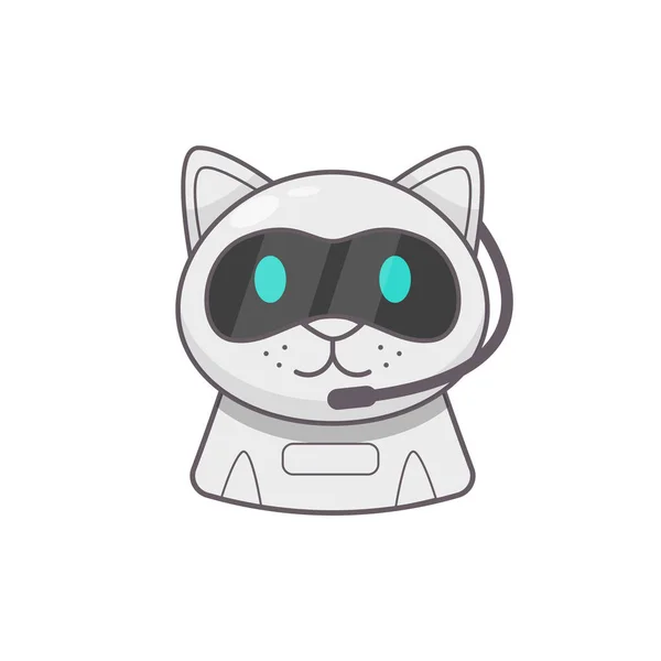 Personaje futurista de máquina para gatos. Programa de ayuda de chat virtual. Amigo robot gato. Aislado sobre fondo blanco . — Archivo Imágenes Vectoriales