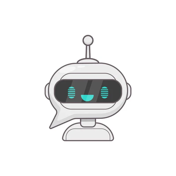 Personaggio futuristico della macchina. Programma di aiuto per chat virtuale. Design di icone in stile linea piatta vettoriale. Isolato su sfondo bianco . — Vettoriale Stock