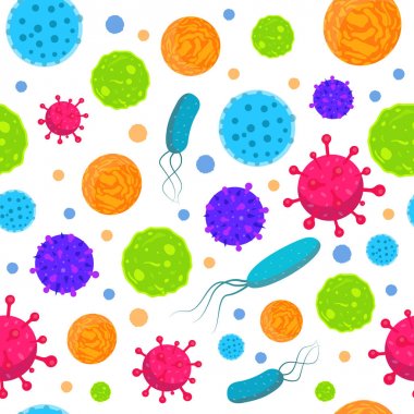 Infection bacteria and virus background vector biology print. Biology icons. clipart