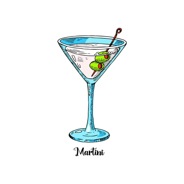 Zeitgemäßer klassischer Cocktail. Longdrink im Cocktailglas. — Stockvektor