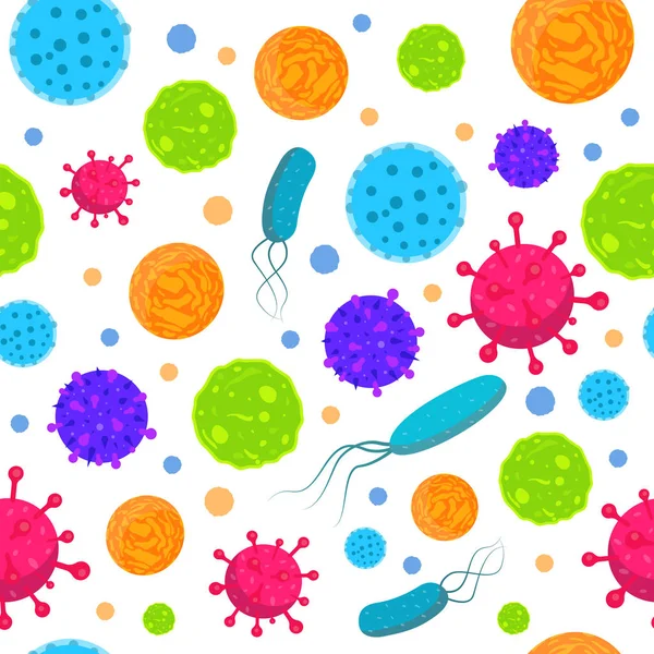 Bactérias infecciosas e vírus fundo impressão biologia vetorial. Ícones de biologia . —  Vetores de Stock