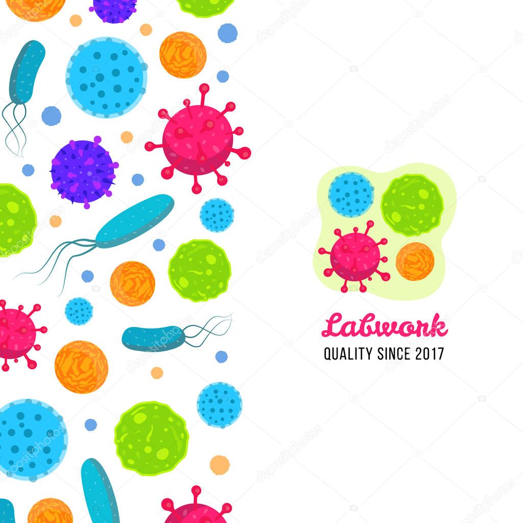 Vector biology icons print. Illustration of bacteria and microbe organism allergen.