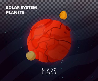 Mars gezegeni Güneş sistemi izole vektör.