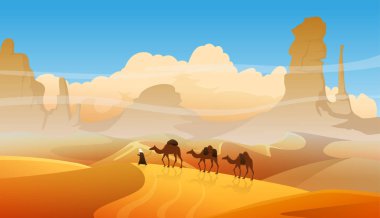 Çöl dunes Mısır manzara arka plan vektör.