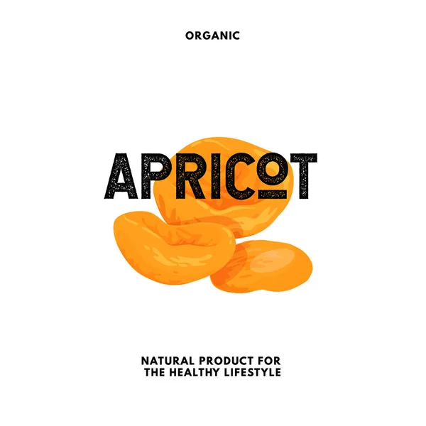 Dried apricots label. Fruits lettering badge design. — Stock vektor