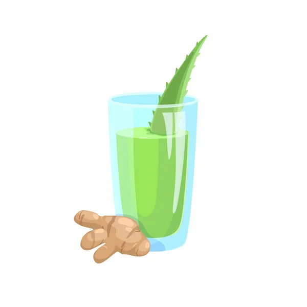 Refreshing drink based on aloe vera and ginger vector icon. — Stok Vektör