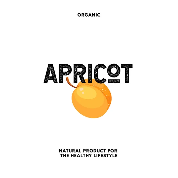 Apricot label. Fruits lettering badge design. — Stockvektor