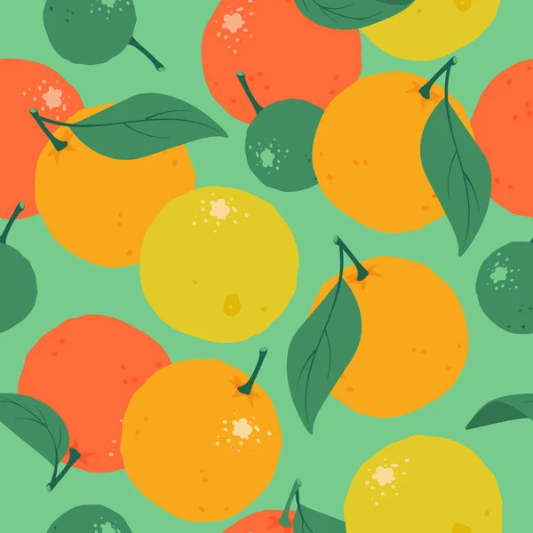 Limonlu, portakallı ve yapraklı.. — Stok Vektör