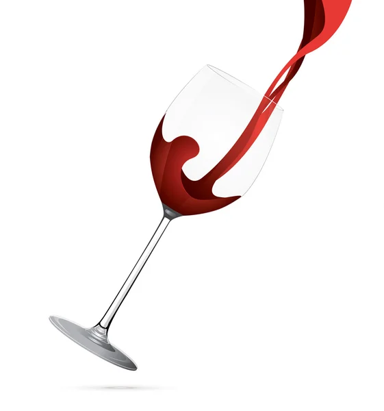 Kırmızı şarap cam içine dökme. Vektör çizim. — Stok Vektör