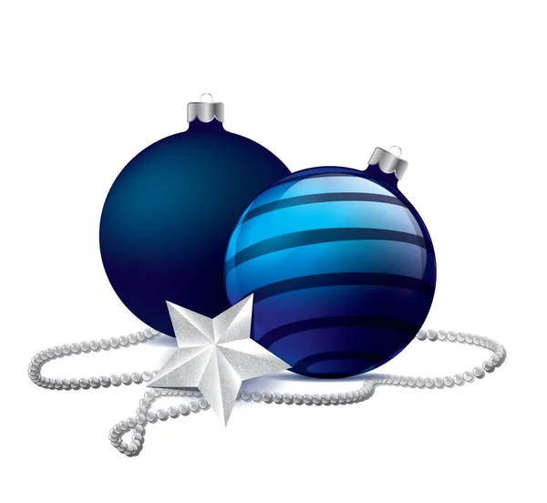Blå julgranskulor på isolerade bakgrund. — Stock vektor