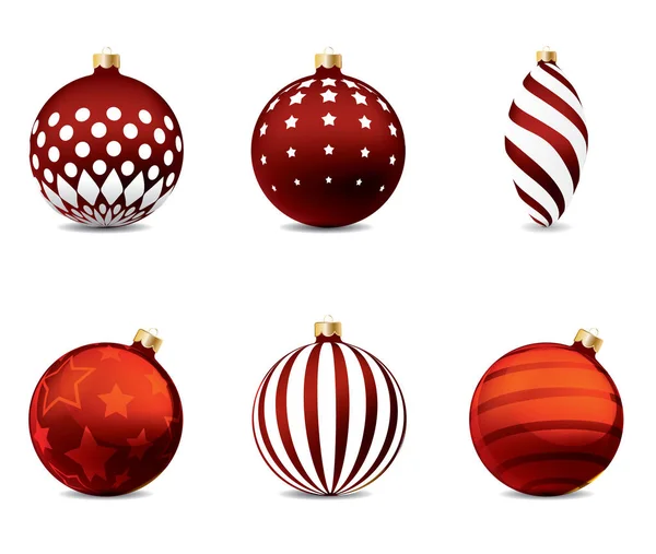 Красные рождественские шары на изолированном фоне — стоковый вектор
