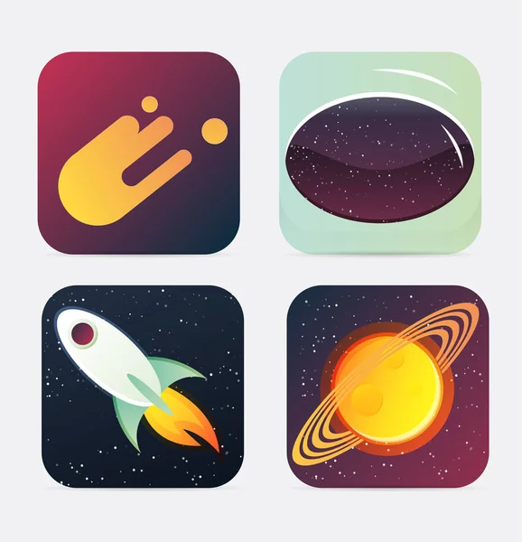 Iconos de aplicación cuadrada de dibujos animados — Vector de stock