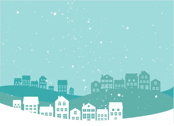 Kerstlandschap met huizen. Voor design flyer, banner, poster, uitnodiging — Stockvector