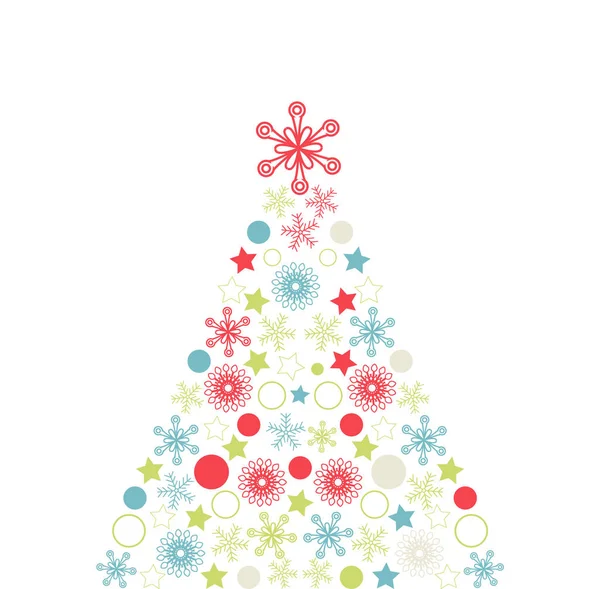 Árvore de Natal com flocos de neve ilustração vetorial. Elemento decorativo para cartões de felicitações, banners web, cartazes etc —  Vetores de Stock