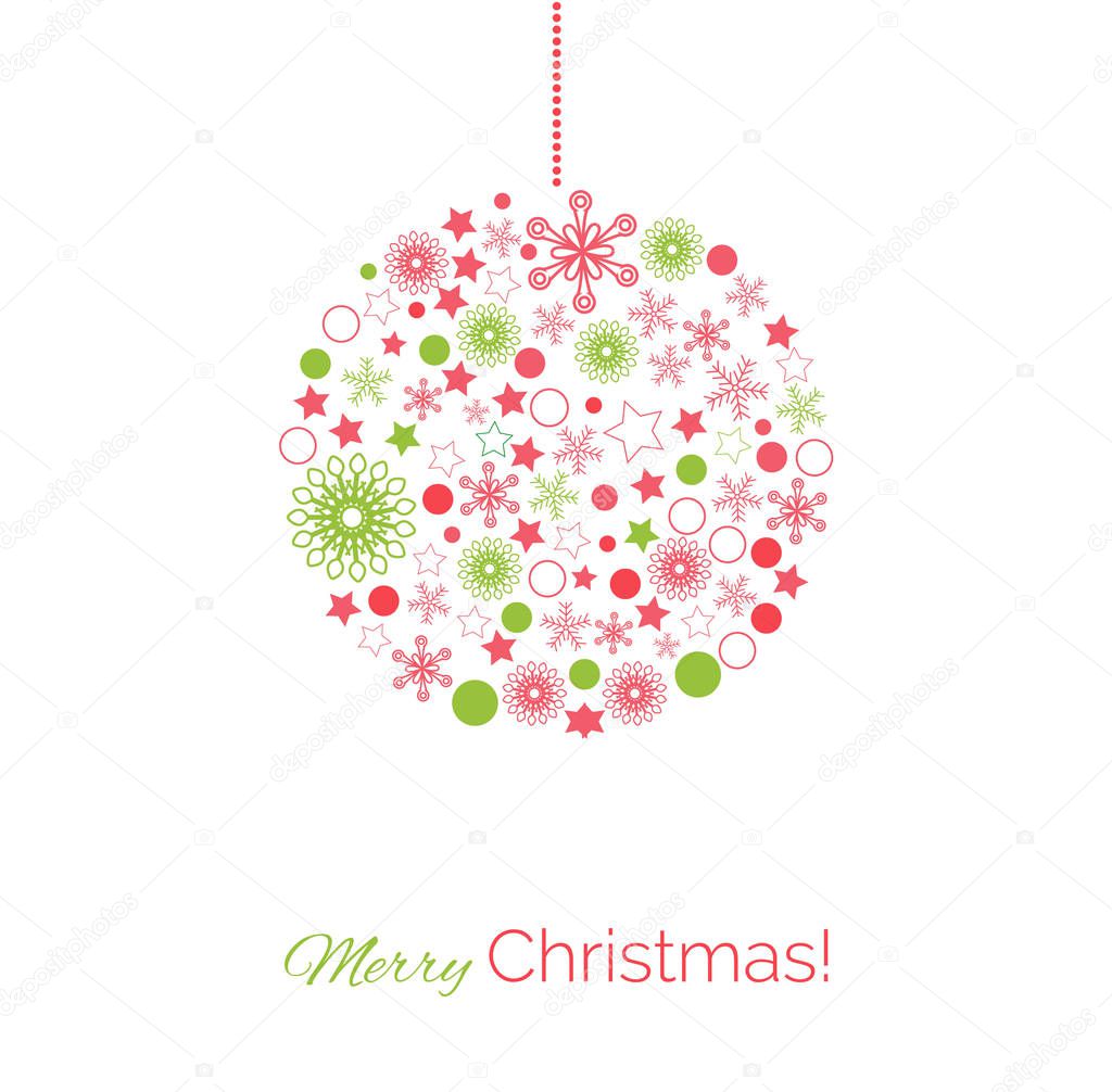 Christmas colorful ball vector illustration. Decorative element for greeting cards, web banners, posters etc. Christmas background