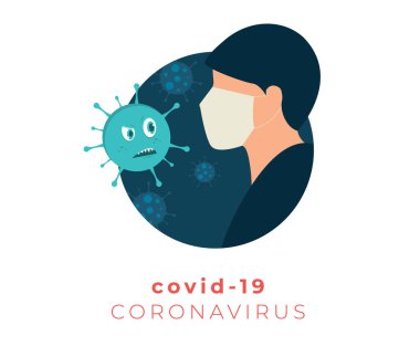 Coronavirus. Roman Coronavirus 2019-NCoV, beyaz tıbbi maskeli adam.