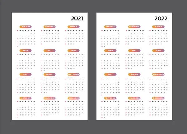 2021-2020 Calendario - ilustración. Plantilla. Prepárate. Calendario vectorial — Archivo Imágenes Vectoriales